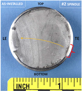 Photo of cross section of the No. 2 spindle. 
