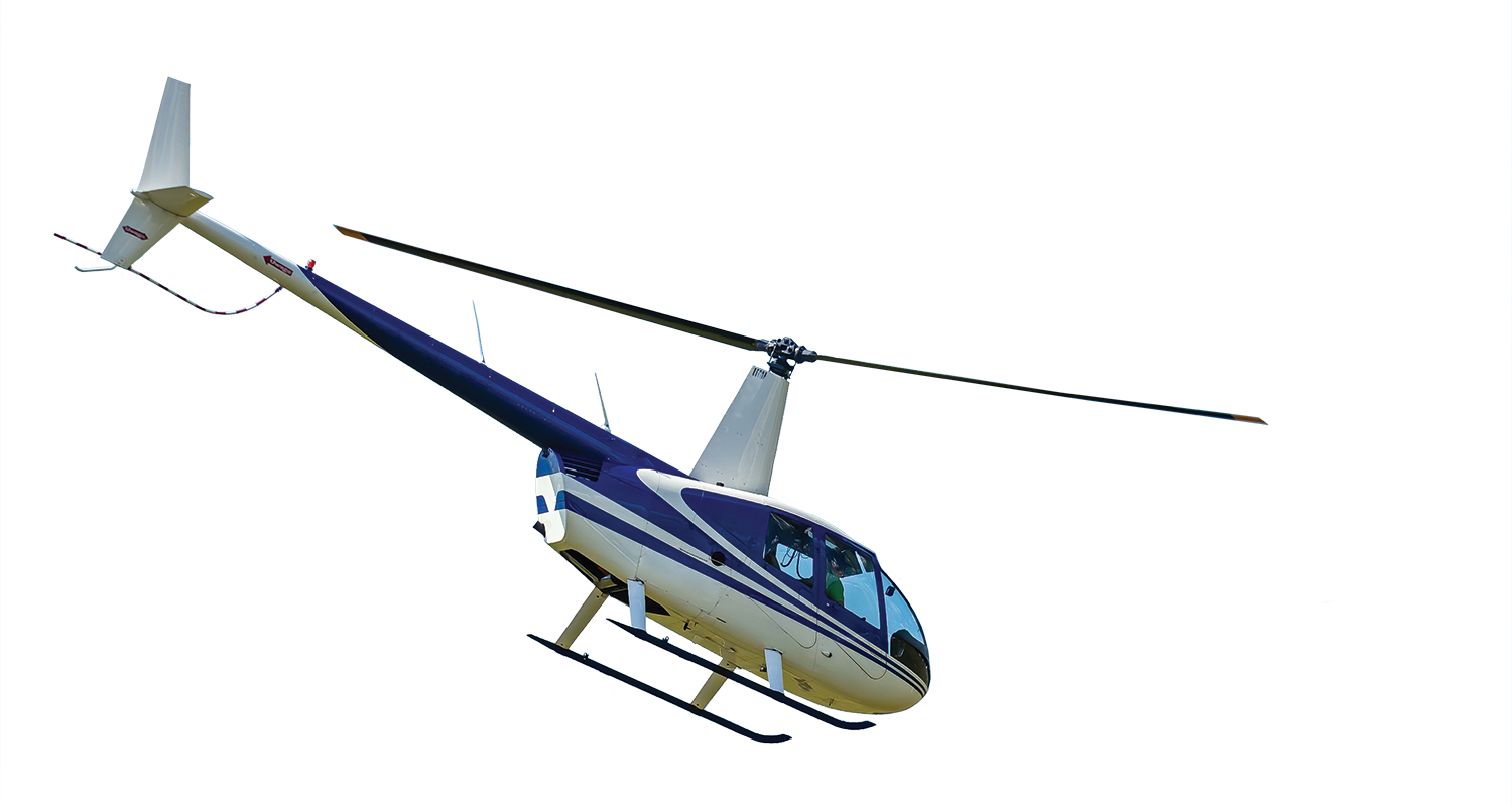 Blue and white helicopter