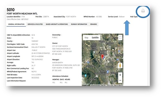 NPIAS service level and Hub Type of your airport