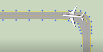 Graphical illustration of runway lights
