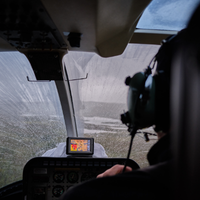 cockpit with rain