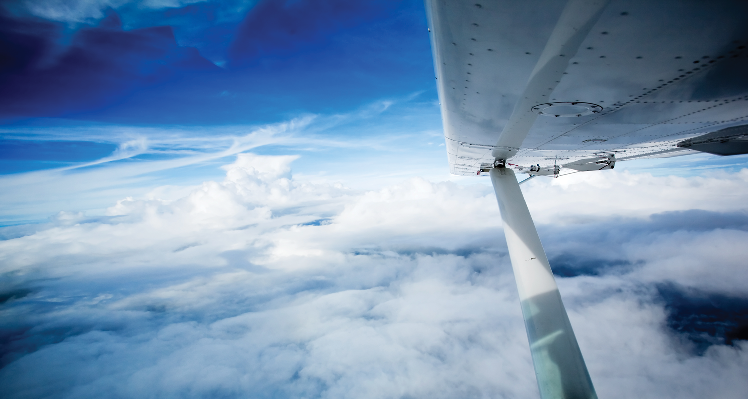 Aircraft wing and sky
