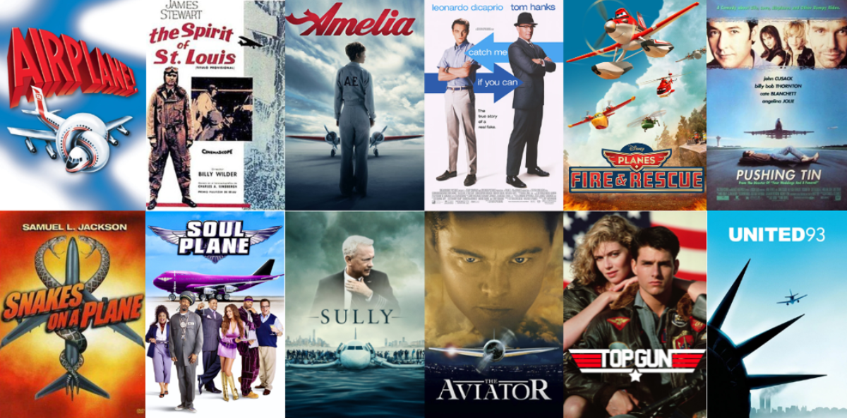 movie posters of various aviation movies