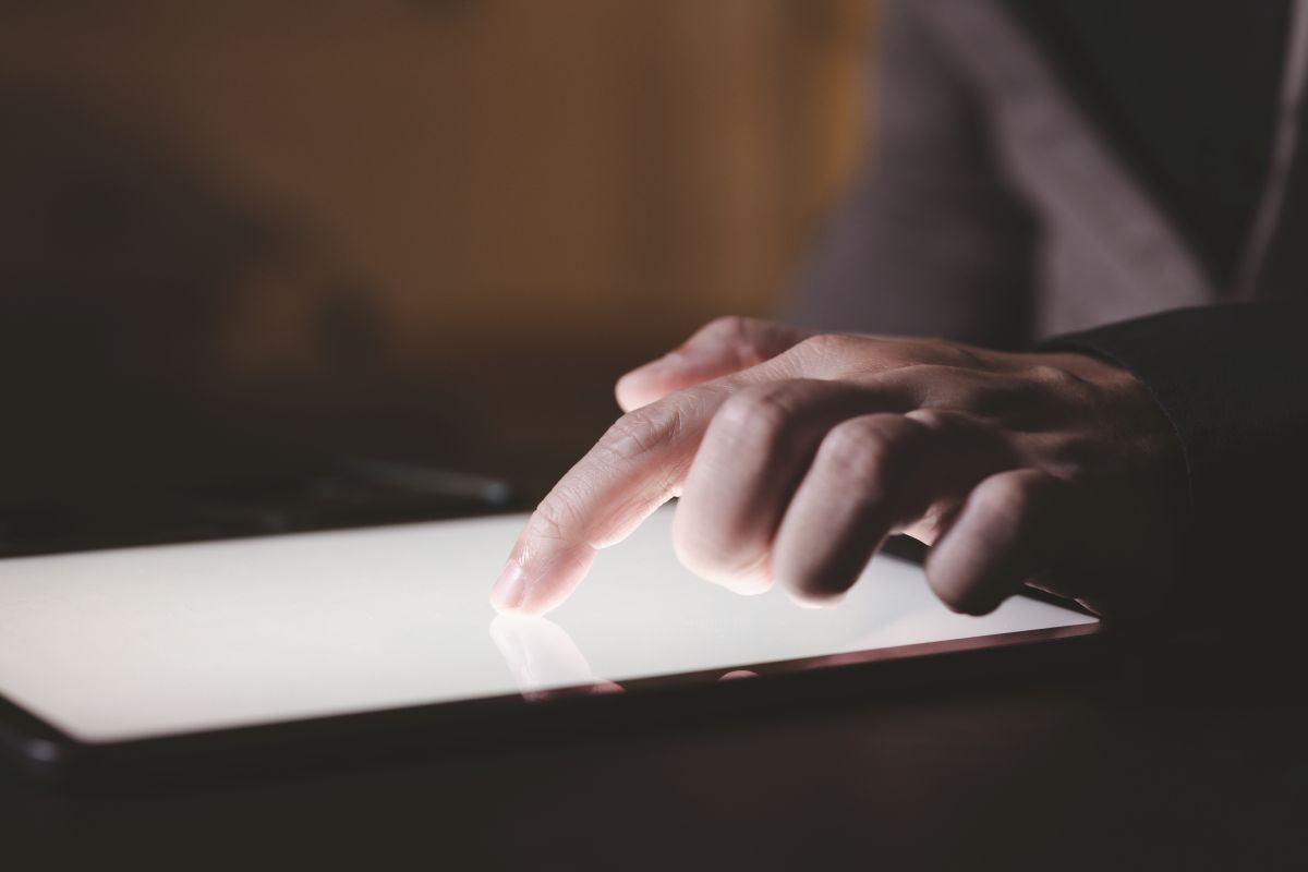 person using tablet