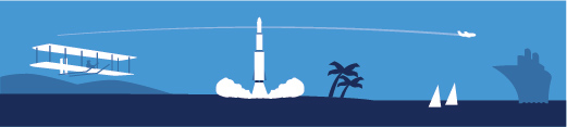 illustration of a plane flying over water