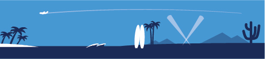 illustration of a plane flying over an island