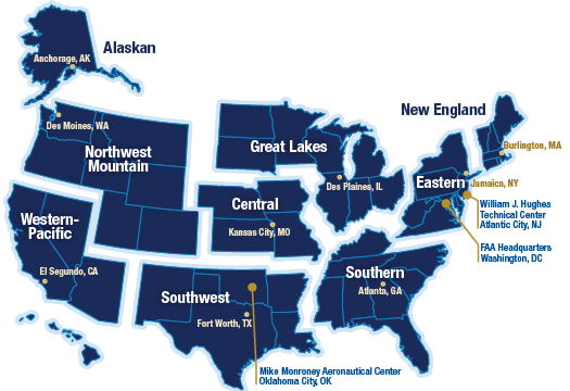 Map of regions and centers.