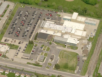 Bird's eye view of Chicago Air Route Traffic Control Center