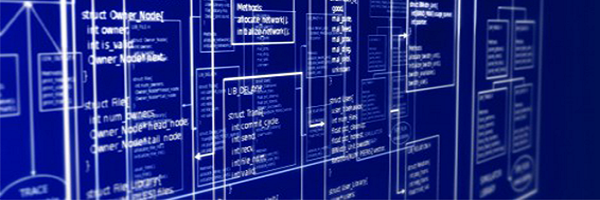 Simulation graphic, blue with with connecting lines.