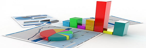Graphic displaying a bar graph and a pie chart that represent the types of information provided by the Performance Analysis program office.Database Graphic