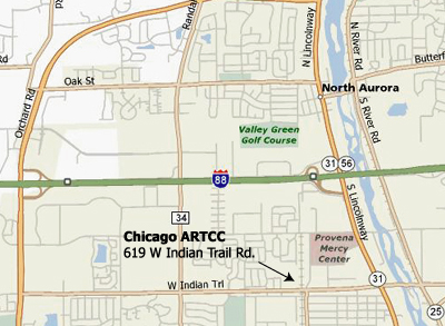 map showing the location of Chicago ARTCC