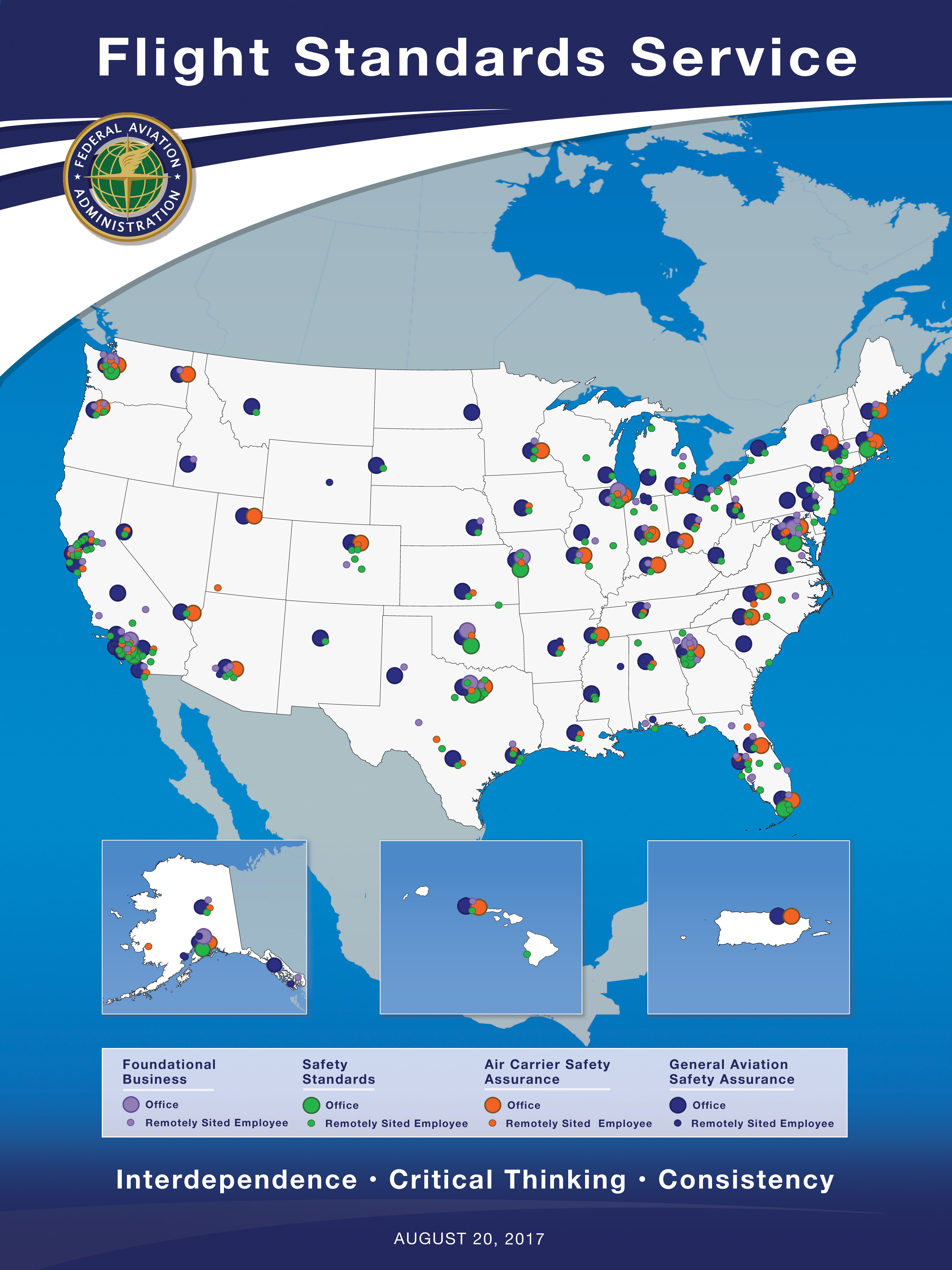 Flight Standards Service Locations Map Poster