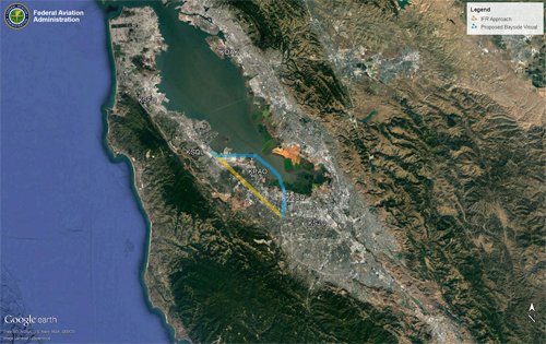 San Carlos Bayside Visual Approach and Existing IFR Approach Site