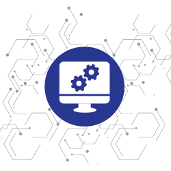 Computer screen with two cogs.