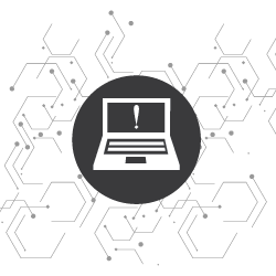 Computer with exclamation mark.