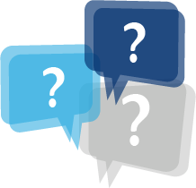 Speech bubbles with question marks.