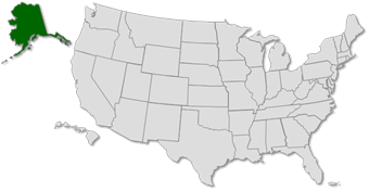 Map of the U.S. with Alaskan Region state highlighted