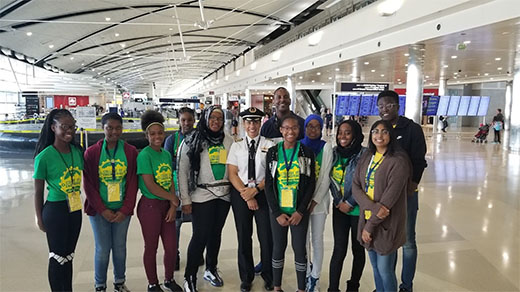 illustration of a group of kids inside an airport
