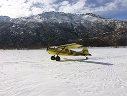 illustration of yellow plane on ground on top of snow