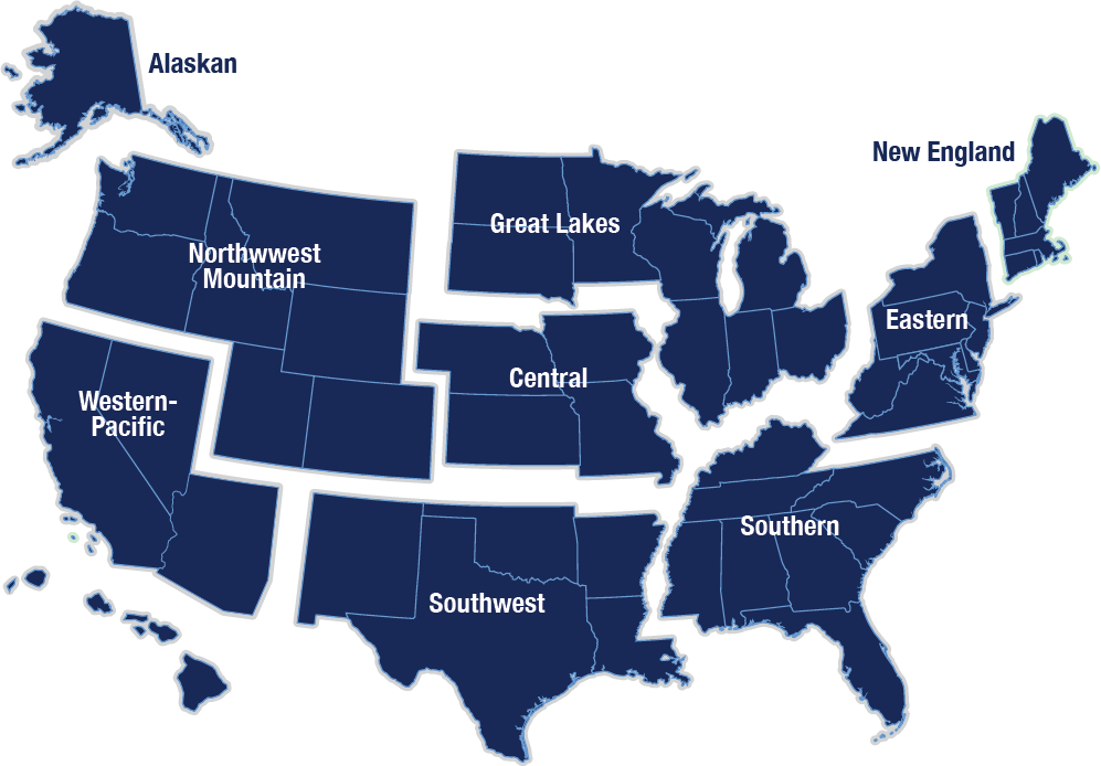 FAA Regional office map