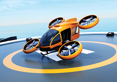 eVTOL drone on landing pad