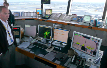 Controller in the Newark Air Traffic Control Tower