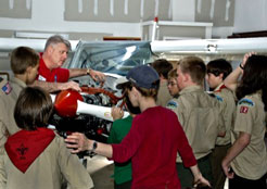 Boy scouts learning about aviation