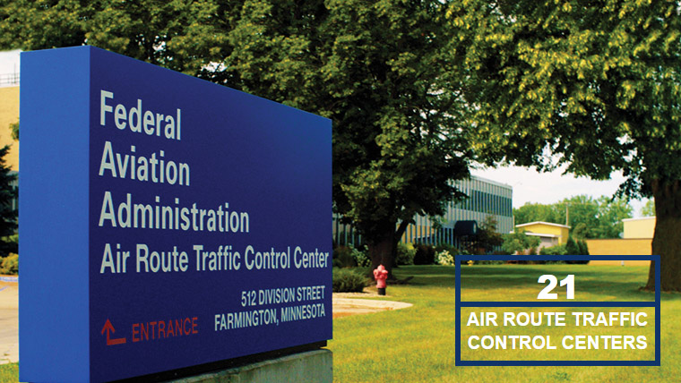 21 air route traffic control centers