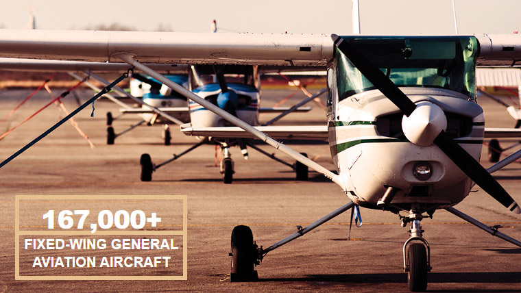 167,000+ fixed-wing general aviation aircraft