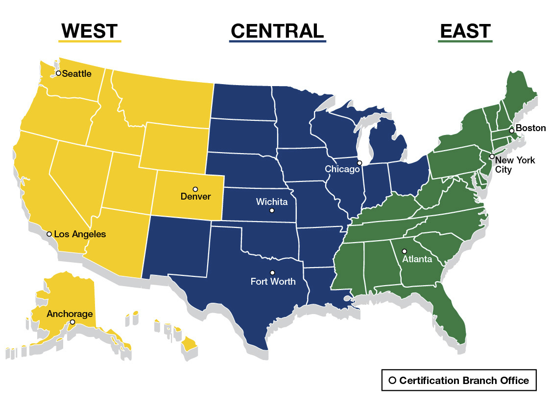 Map of AIR Certification Branches