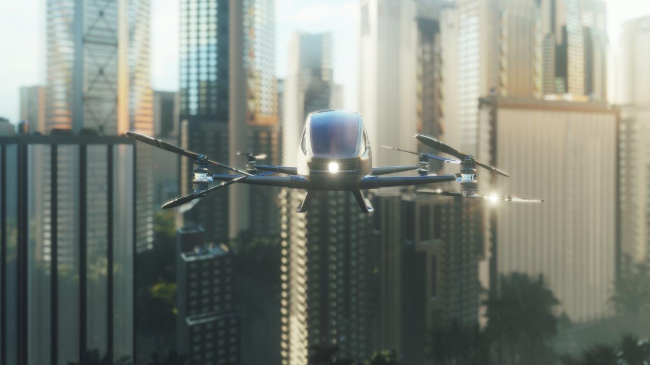 drone over skyline
