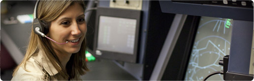 woman air traffic controller working