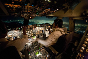 "Pilots in a 707 cockpit"