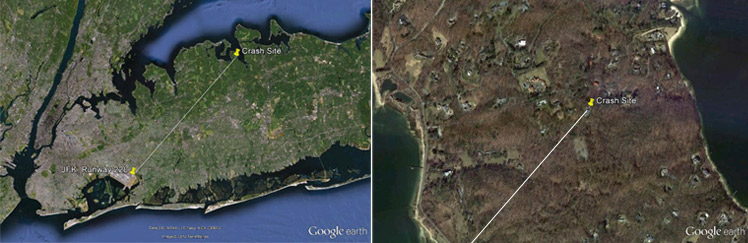 "Google Earth images of AVA052 crash site."