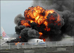 "China Airlines Flt 120 following ignition of leaking fuel"