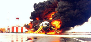 "Photo of ONA flight 32 following engine failure on takeoff"
