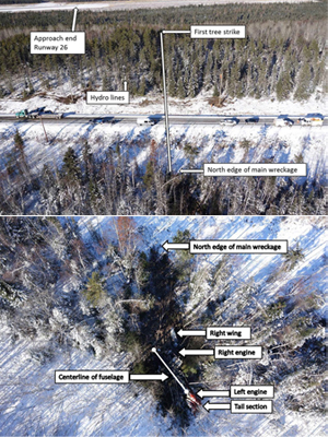 "Photos of main wreckage site Transportation Safety Board of Canada report photo"