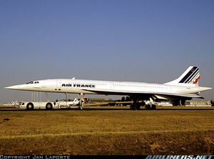 "Photo of Concorde F-BVSC involved in the 6/14/79 Dulles tire/wheel failure incident Copyright Jan LaPorte - used with permission"