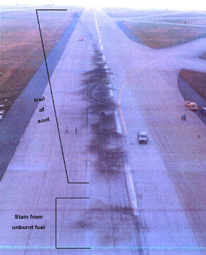"Airplane Path on Runway Following Tire Failure"
