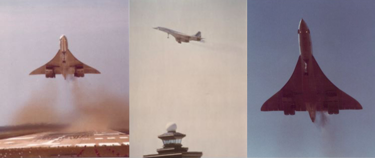 "In-flight photos of Concorde F-BVFC following failure of #5 and #6 tires, and #5 wheel that occurred on June 14, 1979 on takeoff from Dulles International Airport, Washington, DC - Docket photographs"