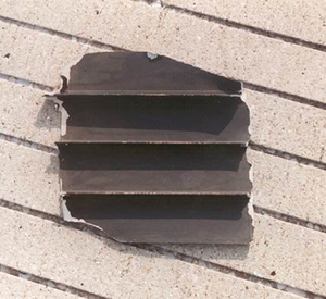 "Photo of section of No. 5 fuel tank bottom found on runway"