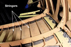 "Concorde tank bottom surface showing integrated stringer/panel system"