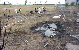 "Impact marks at crash site"