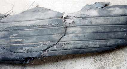 "Photo of tire debris found on the runway"