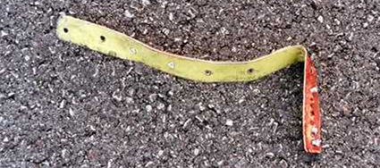 "Photo of thrust reverser wear strip found on runway"