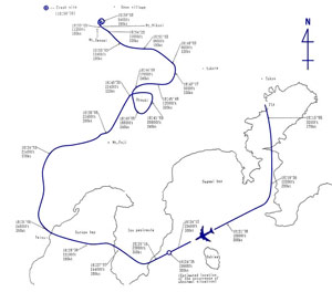 "Japan Airlines Flight 123 flight path"