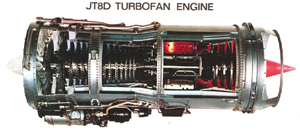 "Photo of JT8D turbofan engine"