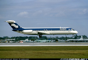 "Photo of Southern Airways DC-9 on landing Photo copyright Bob Garrard - used with permission"