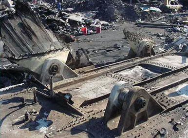 "Fin Attachment Points on Wreckage - NTSB Photo"