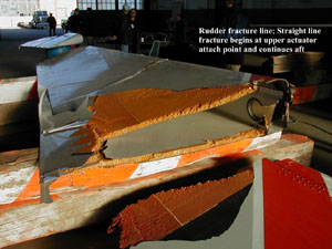 "Portion of Rudder from Wreckage - NTSB Photo"